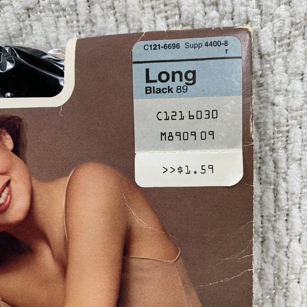 Vintage JCPenney Sheer Toes Pantyhose Size Long‎ Black 89 Long Wearing Pantihose